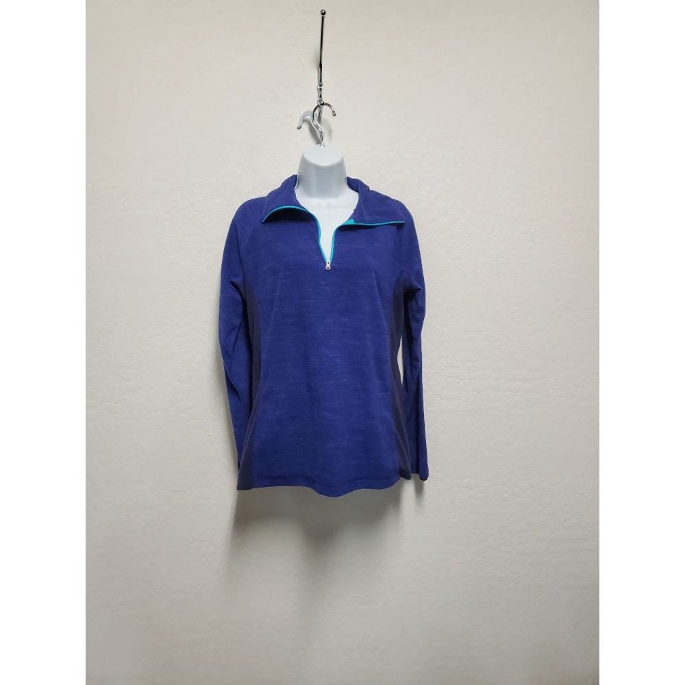 Columbia Womens 1/4 Zip Pullover Fleece Sweat Jacket SZ L Long Sleeve Blue